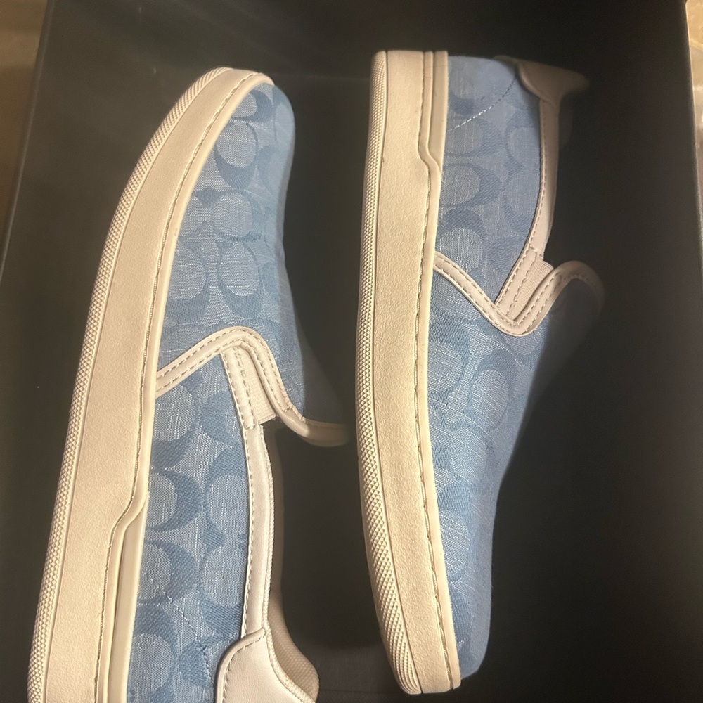 Coach Light Blue and Cream Slip-On Shoes - Picture 2 of 2
